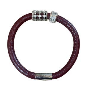 Brighton Woodstock Chili Pepper‎ Leather Bracelet, Crystalline Charm & Spacer
